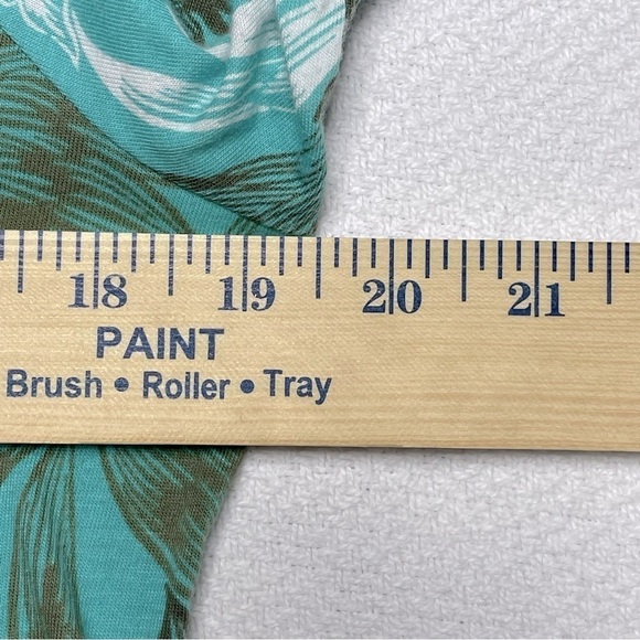 Talbots Pleated Palm Frond Tunic Top 3/4 Sleeve Turquoise, Brown, White Size MP - Picture 6 of 11